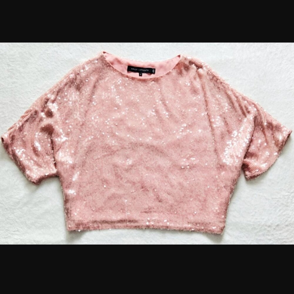 SALLY LAPOINTE moda operandi sequin oversized t-shirt tee goop top $890 us-8 - Picture 2 of 13